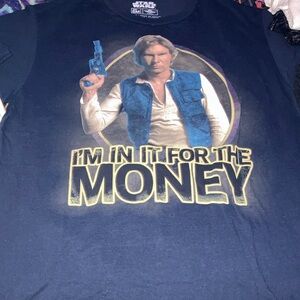 Star Wars Navy Blue Graphic Tee with Yellow Text